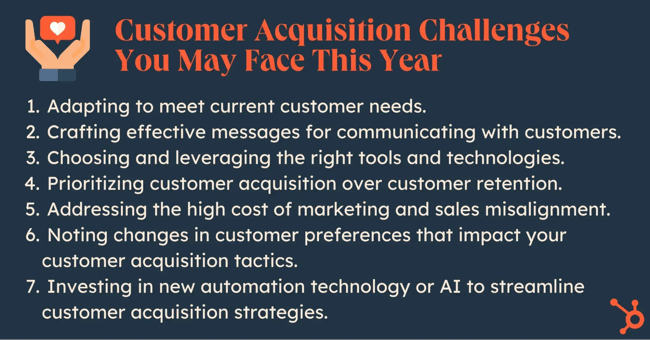 customer acquisition challenges list