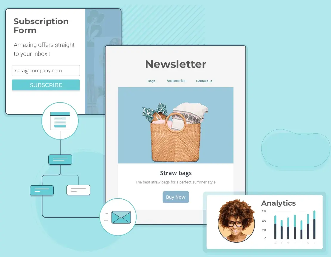 contact management system example: a screenshot of moosend's landing page