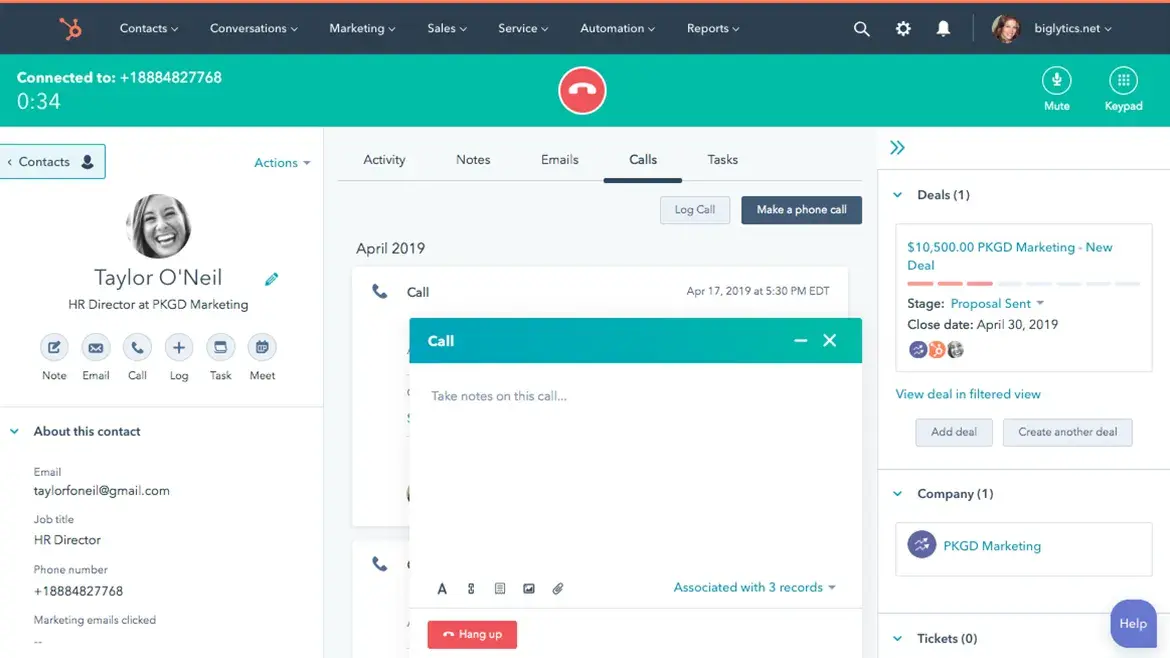 use hubspot sales hub for sales calling