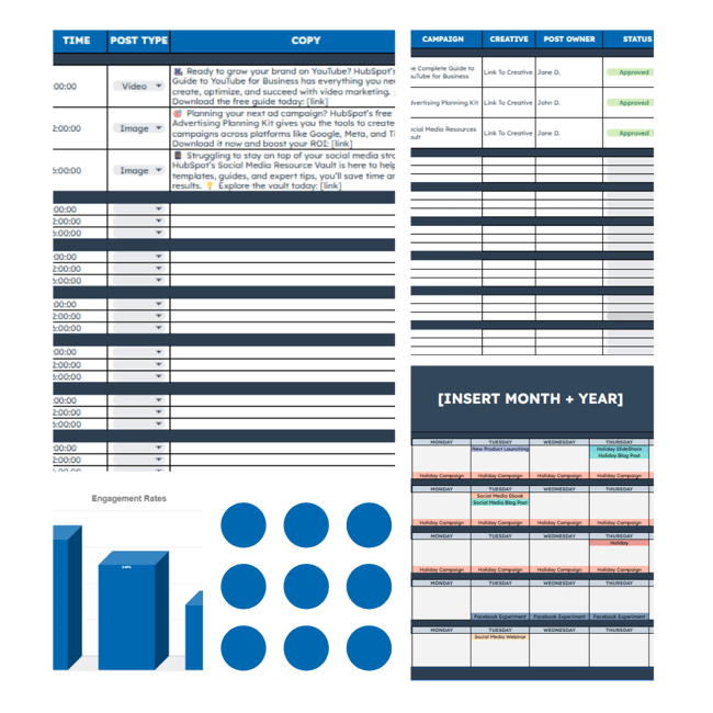 HubSpot's free social media calendar template