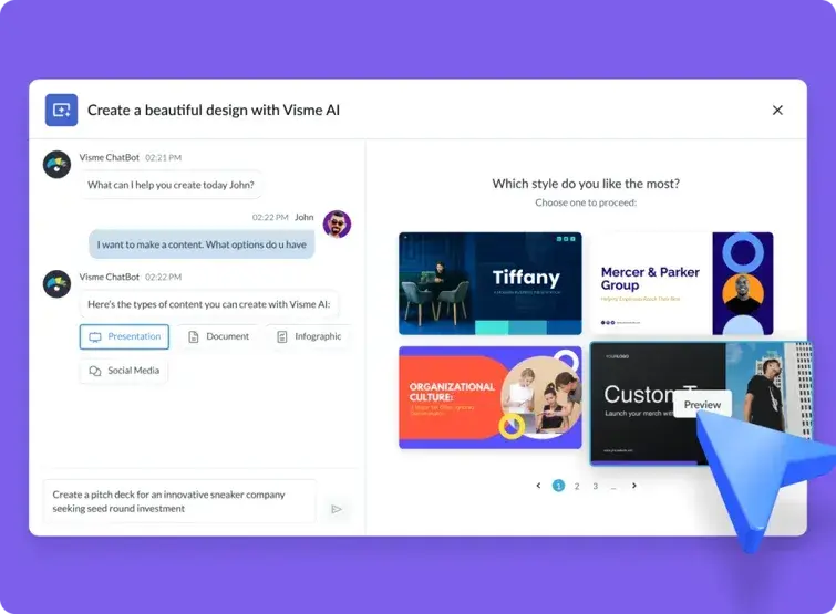 visme ai presentation maker