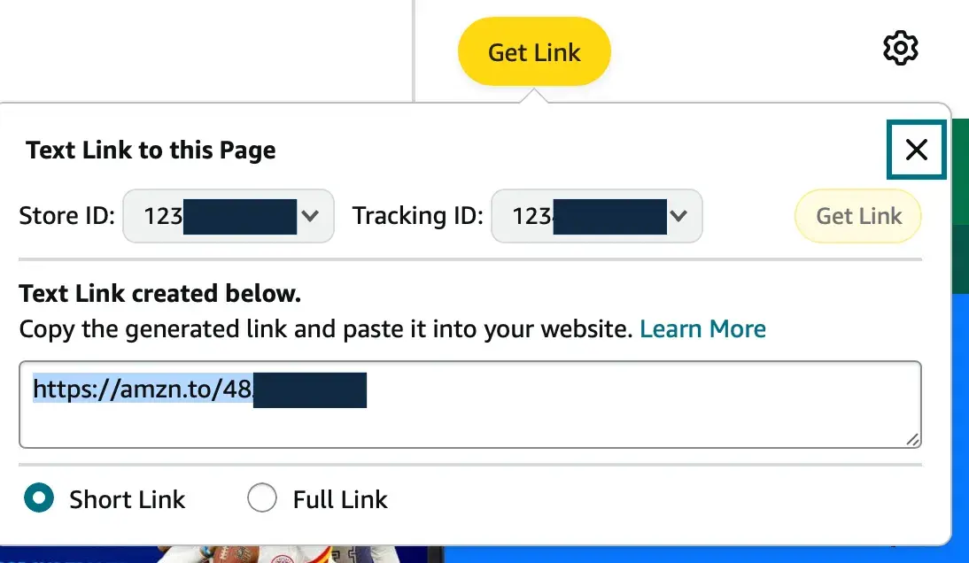 choose between a short or full amazon affiliate text link, how to create an amazon affiliate link