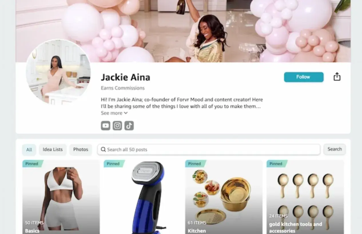 jackie aina's amazon storefront, amazon affiliate storefront