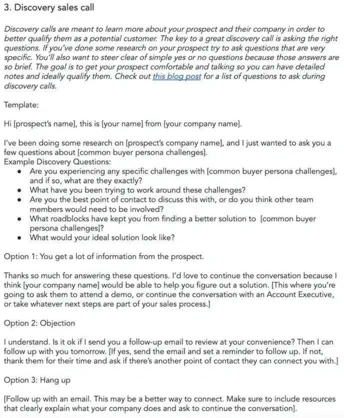 discovery cold call template