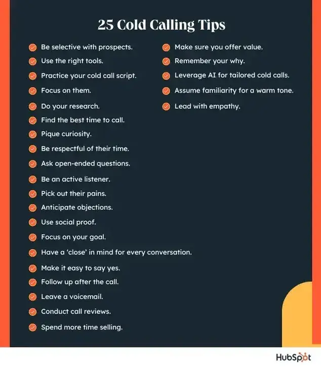 list of 25 cold calling tips