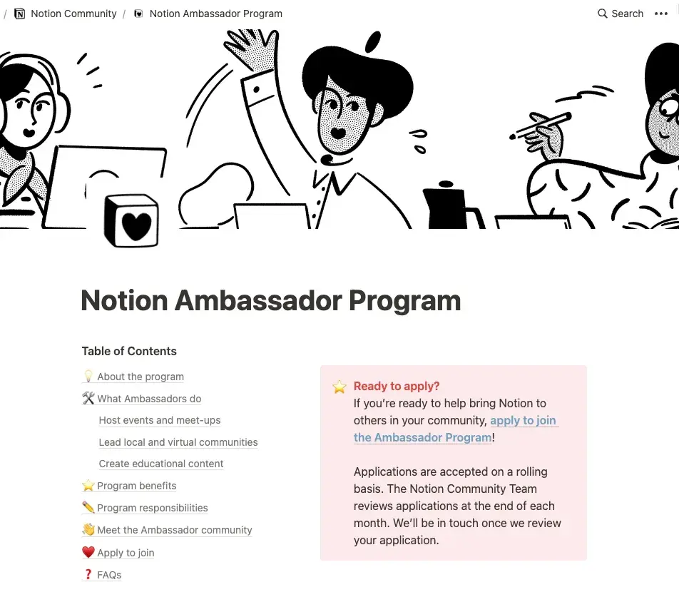 demand gen examples, notion ambassador program
