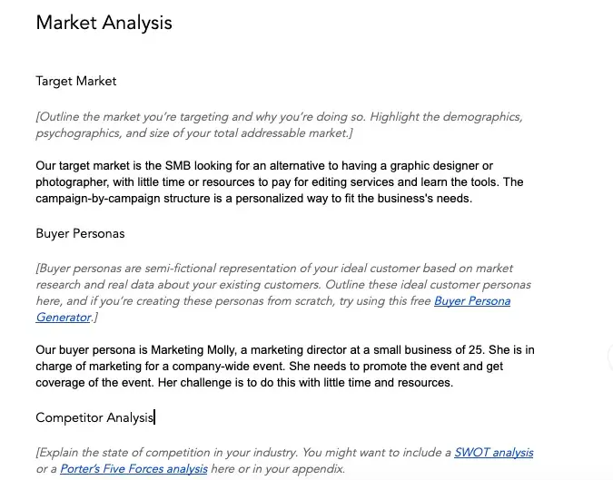 market analysis, ecommerce business plan template