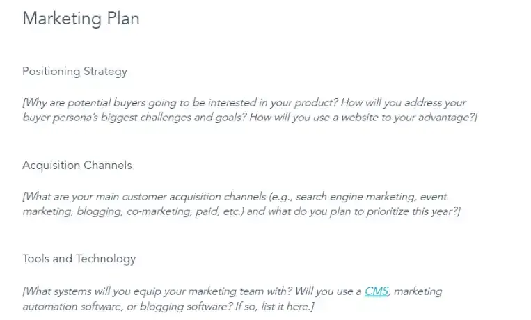 marketing plan, ecommerce business plan template