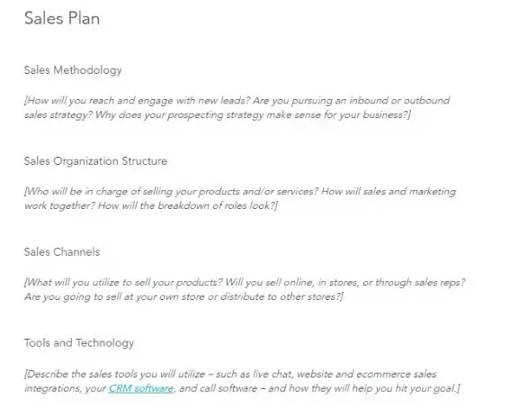 sales plan, ecommerce business plan template