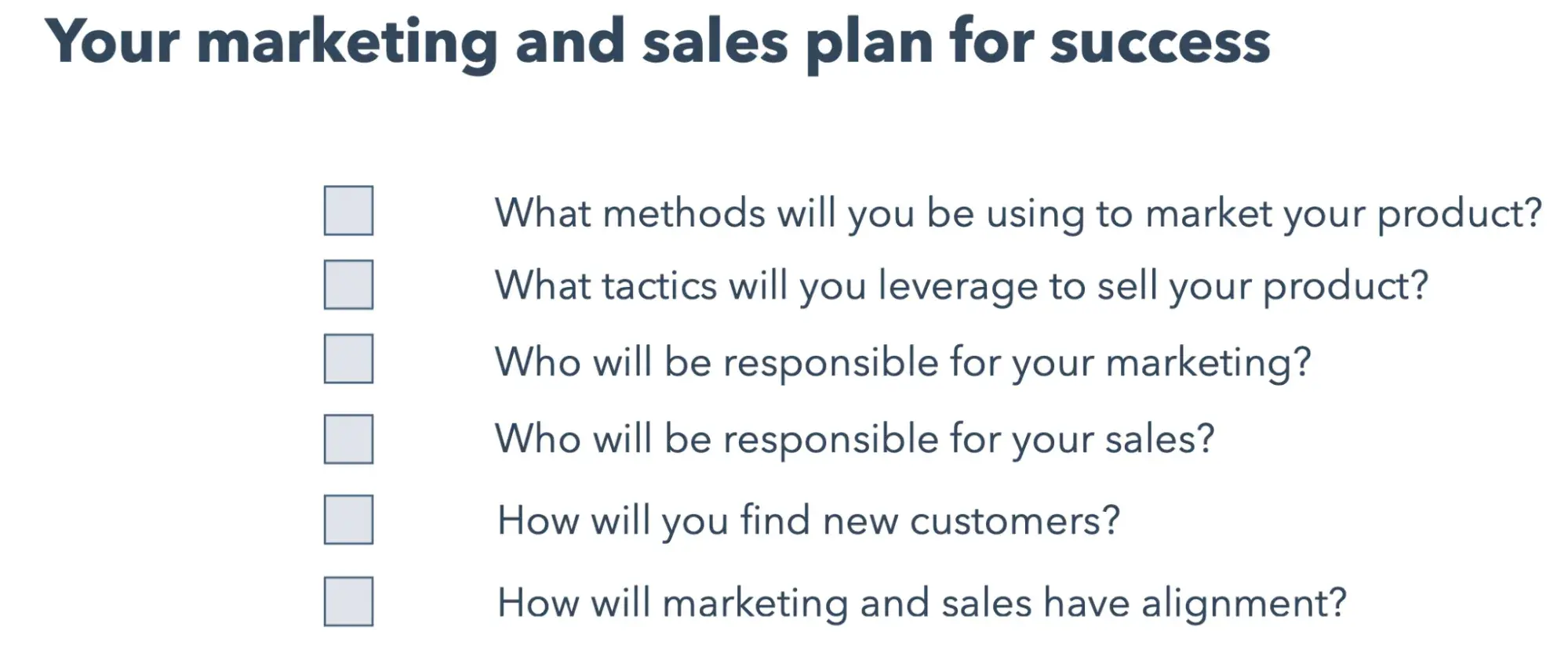 marketing and sales plan section checklist, ecommerce business plan components