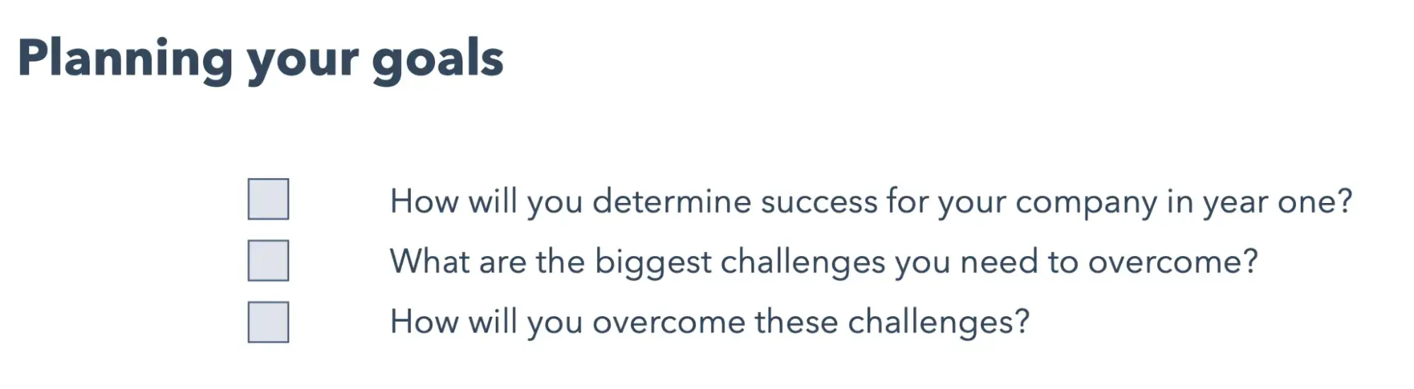 goal planning section checklist, ecommerce business plan components
