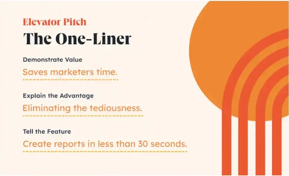 elevator pitch example of the one-liner