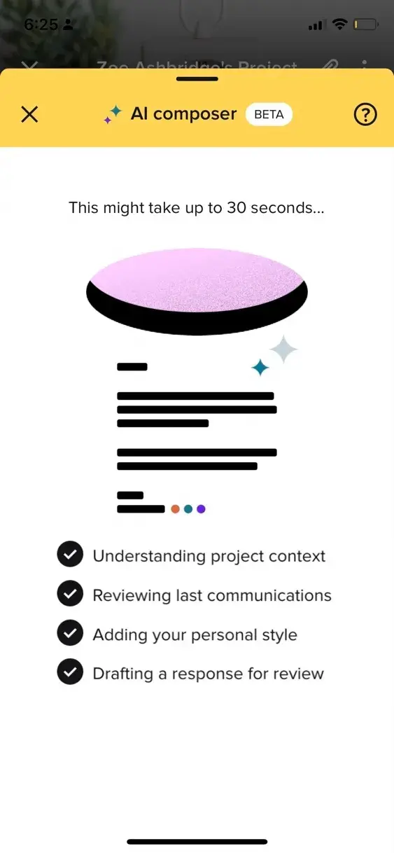 the final screen, as the generative ai, generates content.