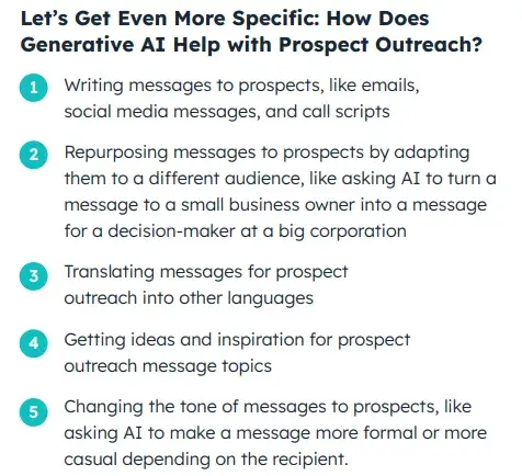 screenshot of hubspot’s state of ai survey showing that sales teams use generative ai crms to change the tone of messages to sound more formal or casual.