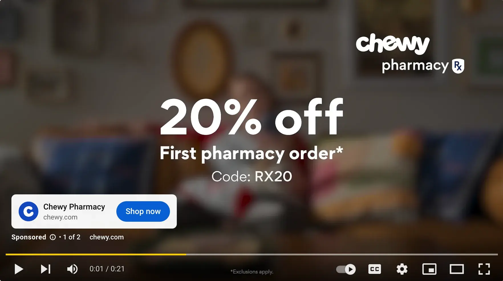 an in-stream video ad for chewy pharmacy