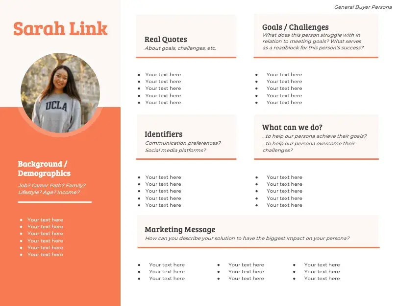 example of buyer persona template for integrated marketing strategy