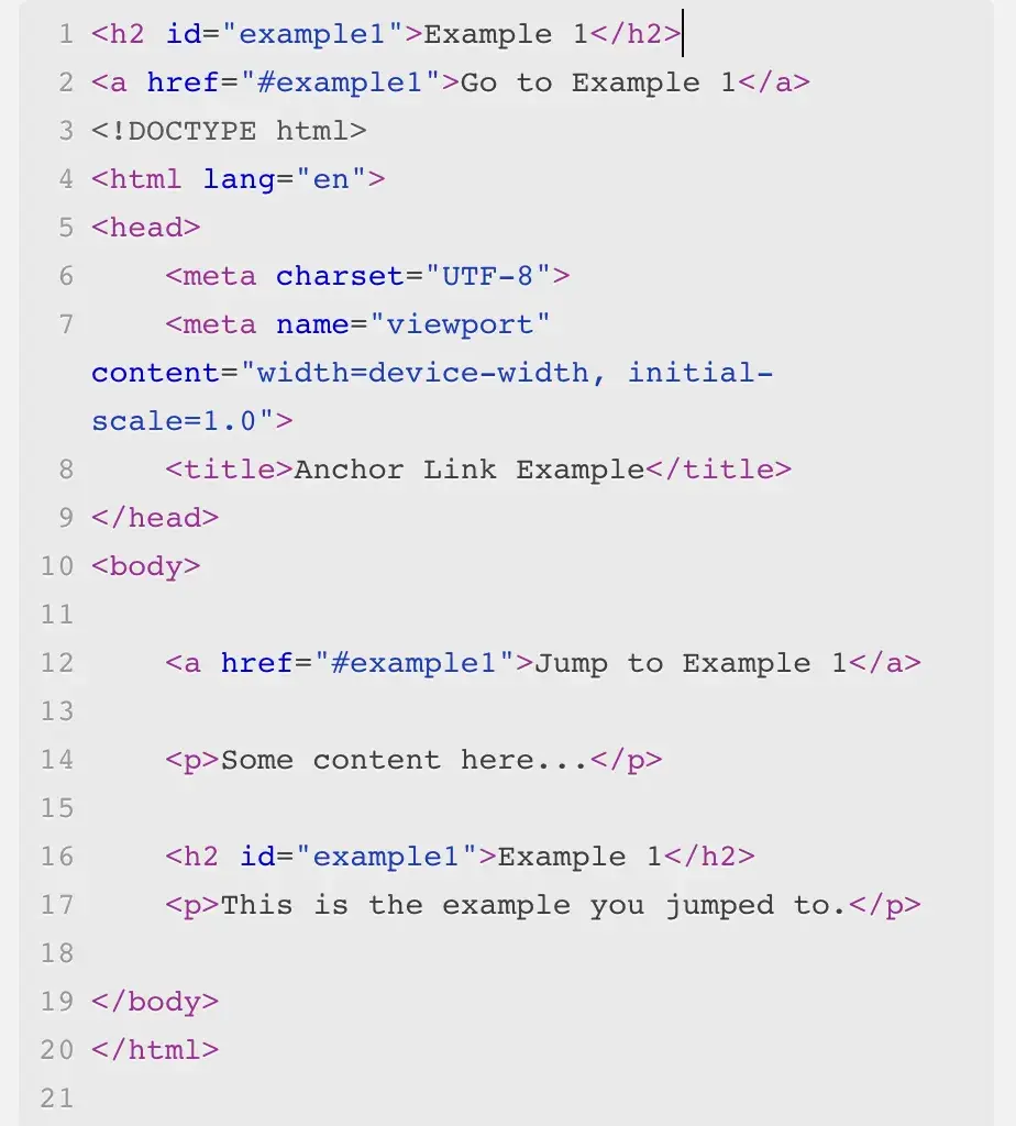 example of how to create an anchor link
