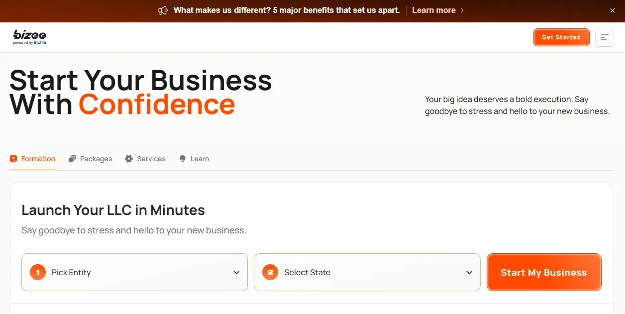 image showing bizee homepage