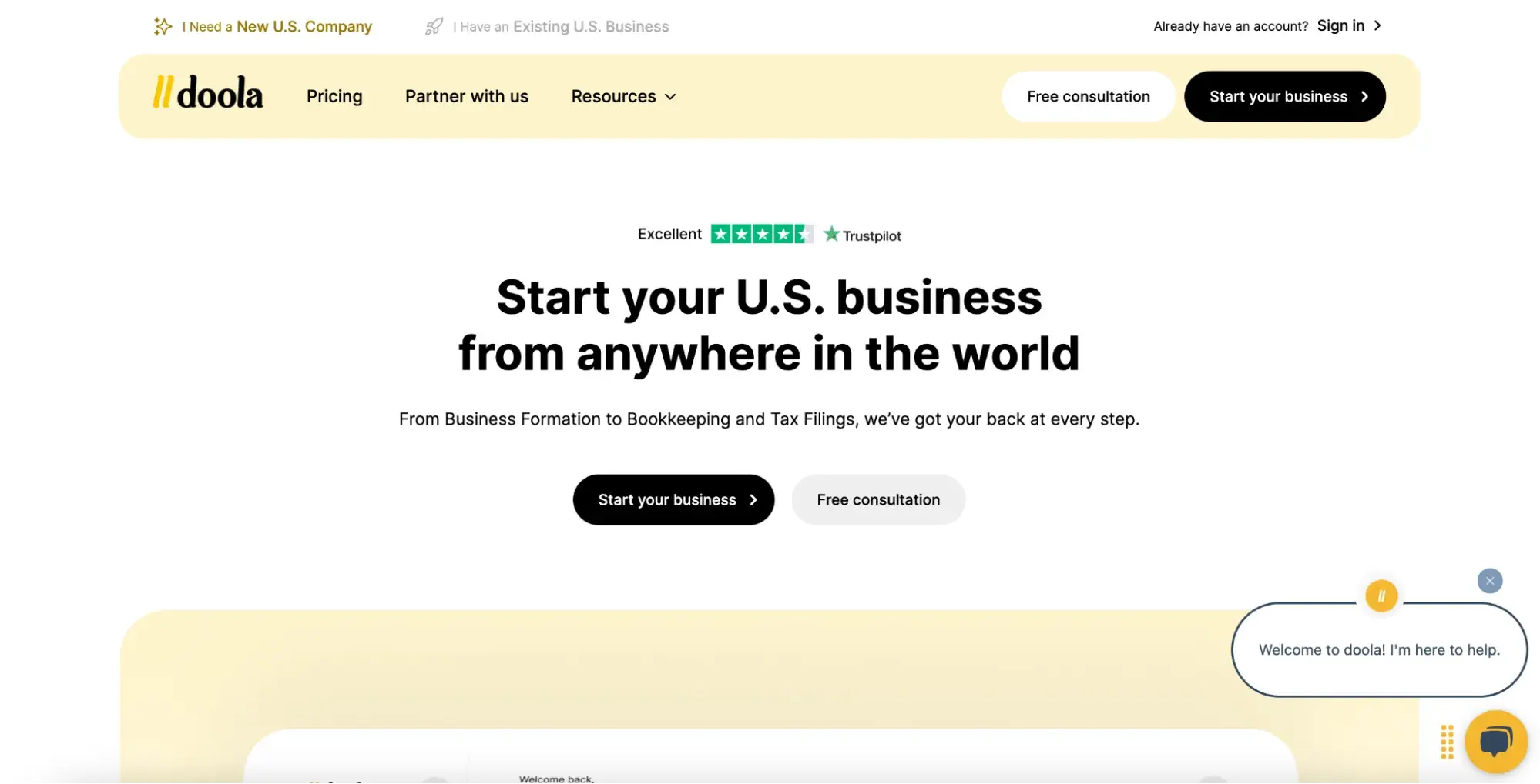 image showing doola homepage