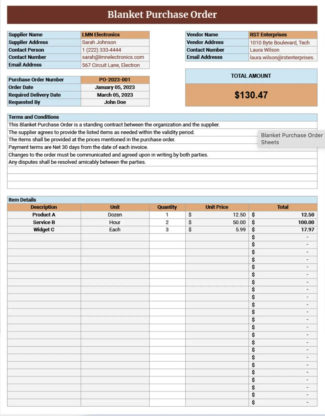 hard copy po, issue purchase order