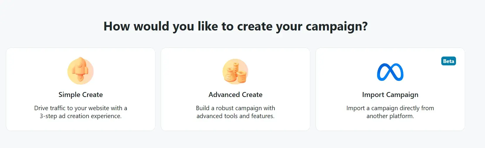 reddit advertising step six: screenshot from reddit ads shows the options for setting up a reddit advertising campaign. for the purpose of this walkthrough, i chose simple.