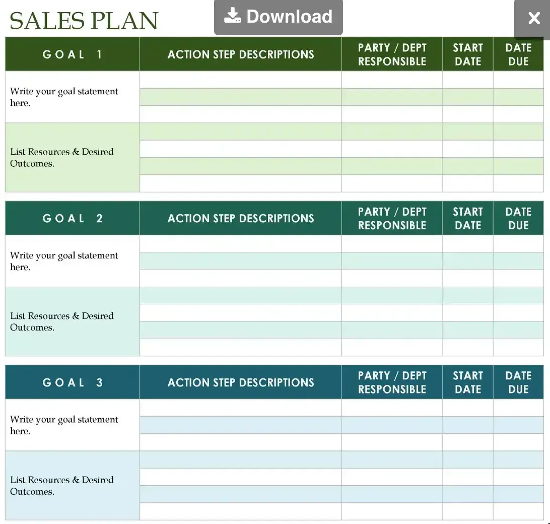  a screenshot of a page from TemplateLab’s Microsoft Word Sales Plan template