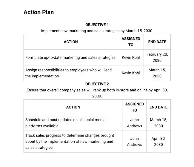 a screenshot of a page from Template.Net’s 90 Day Sales Plan template