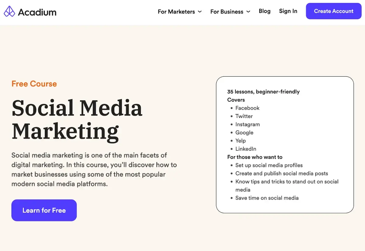 best social media marketing courses, social media marketing course by acadium