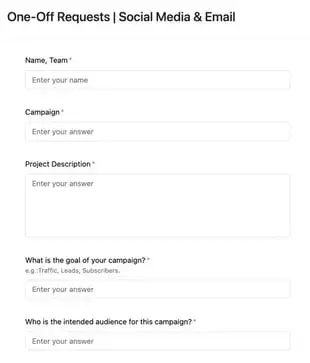 example of a social media content request form