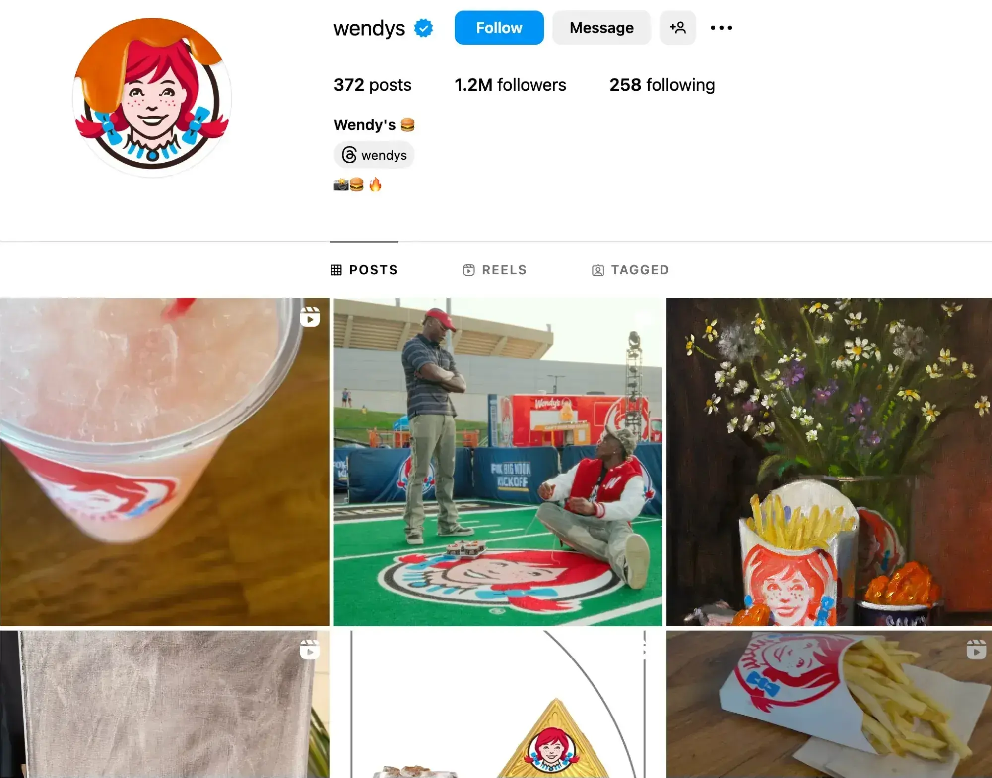 wendy's posts on instagram