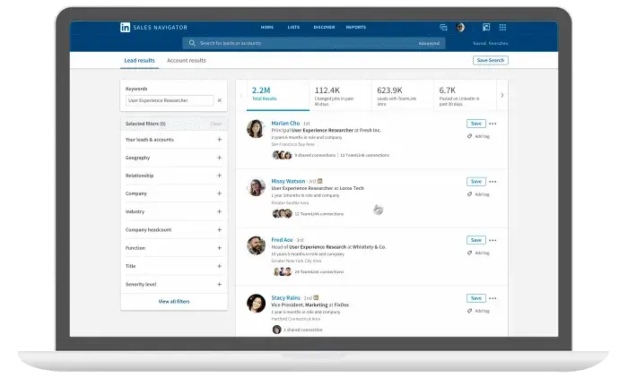linkedin sales navigator interface