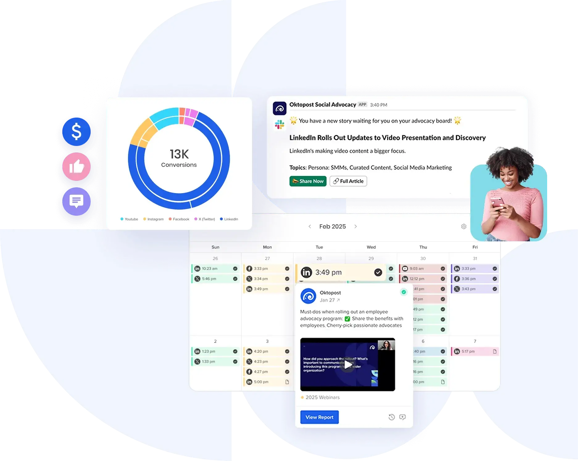 oktopost interface and tool collage