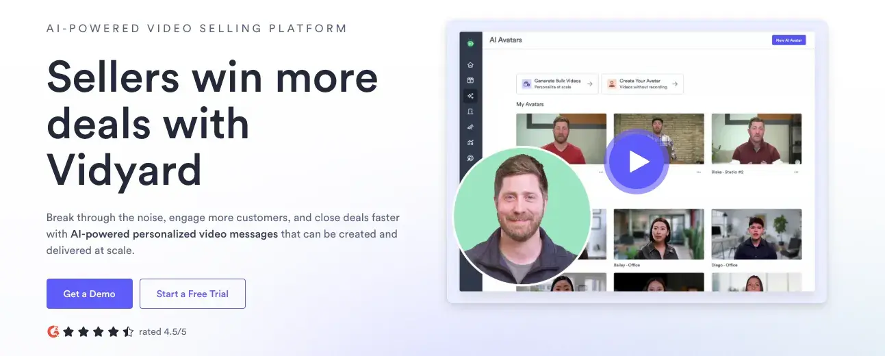 vidyard video social selling homepage