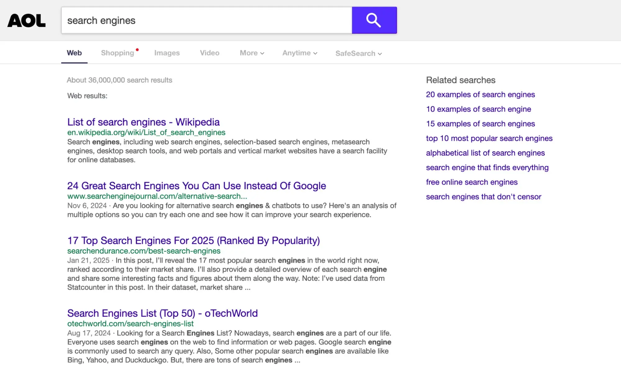 aol search engine