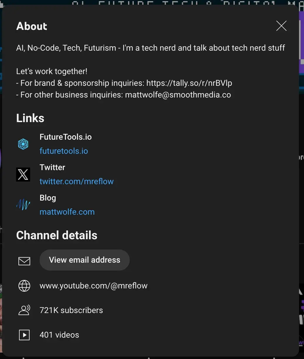 youtube description, matt wolfe