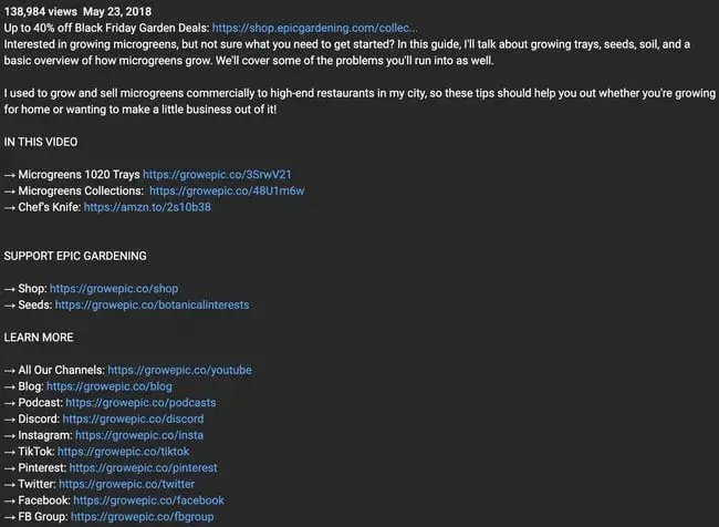 youtube description, epic gardening