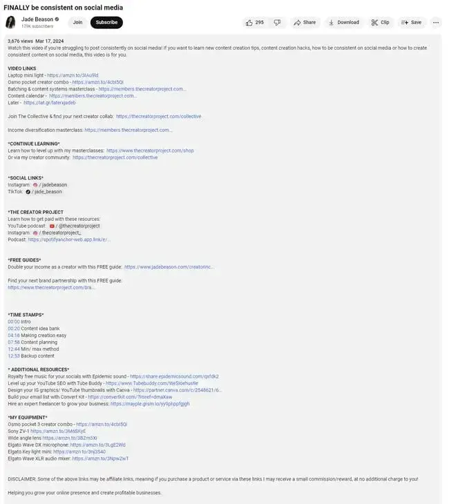 youtube description, jade beason