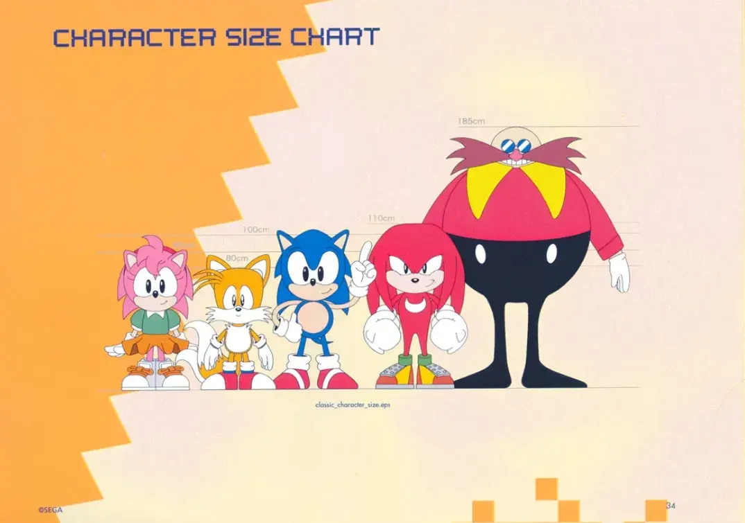 sonic the hedgehog character size chart