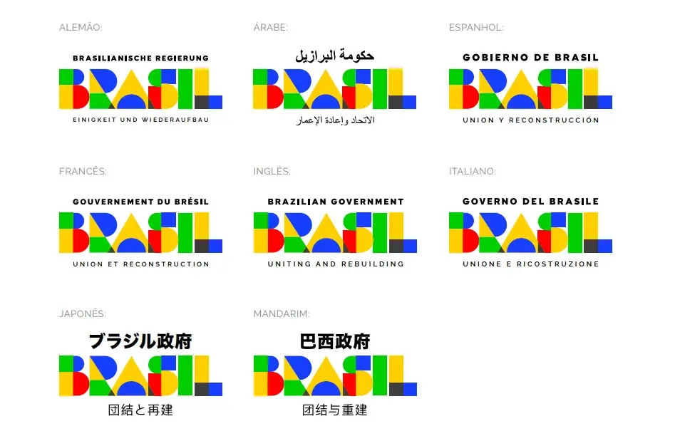 brand style guide examples: brasil governo federal logo in different langages