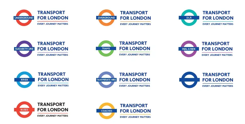 elizabeth line color scheme in comparison to other transport for london modes