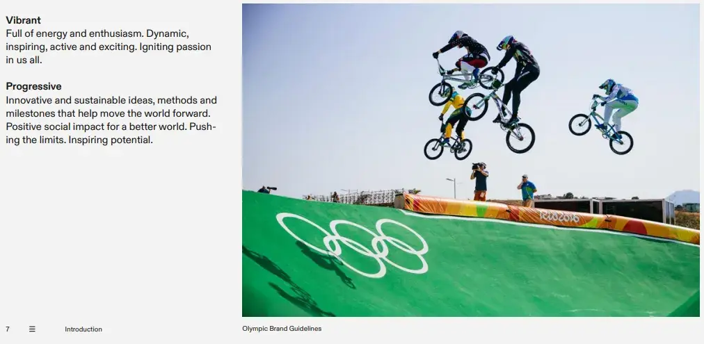brand style guide of the olympics: vibrant and progressive