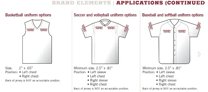 brand style guide examples: wac branding on jerseys