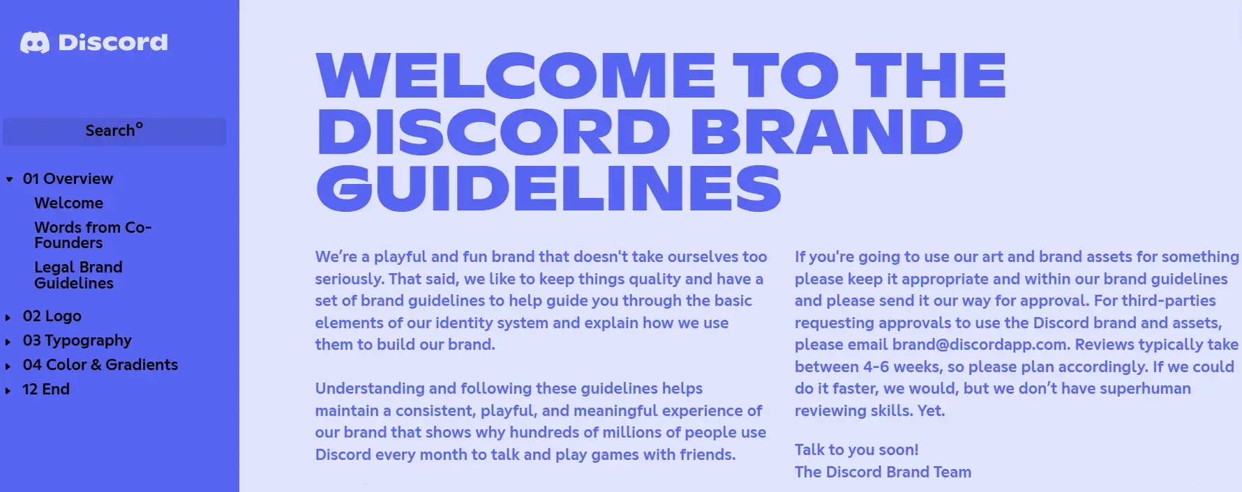 brand style guide examples: discord