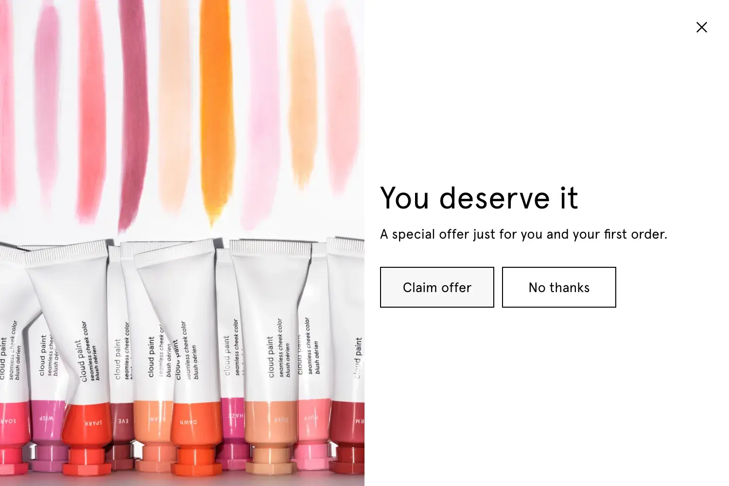 glossier cta example.