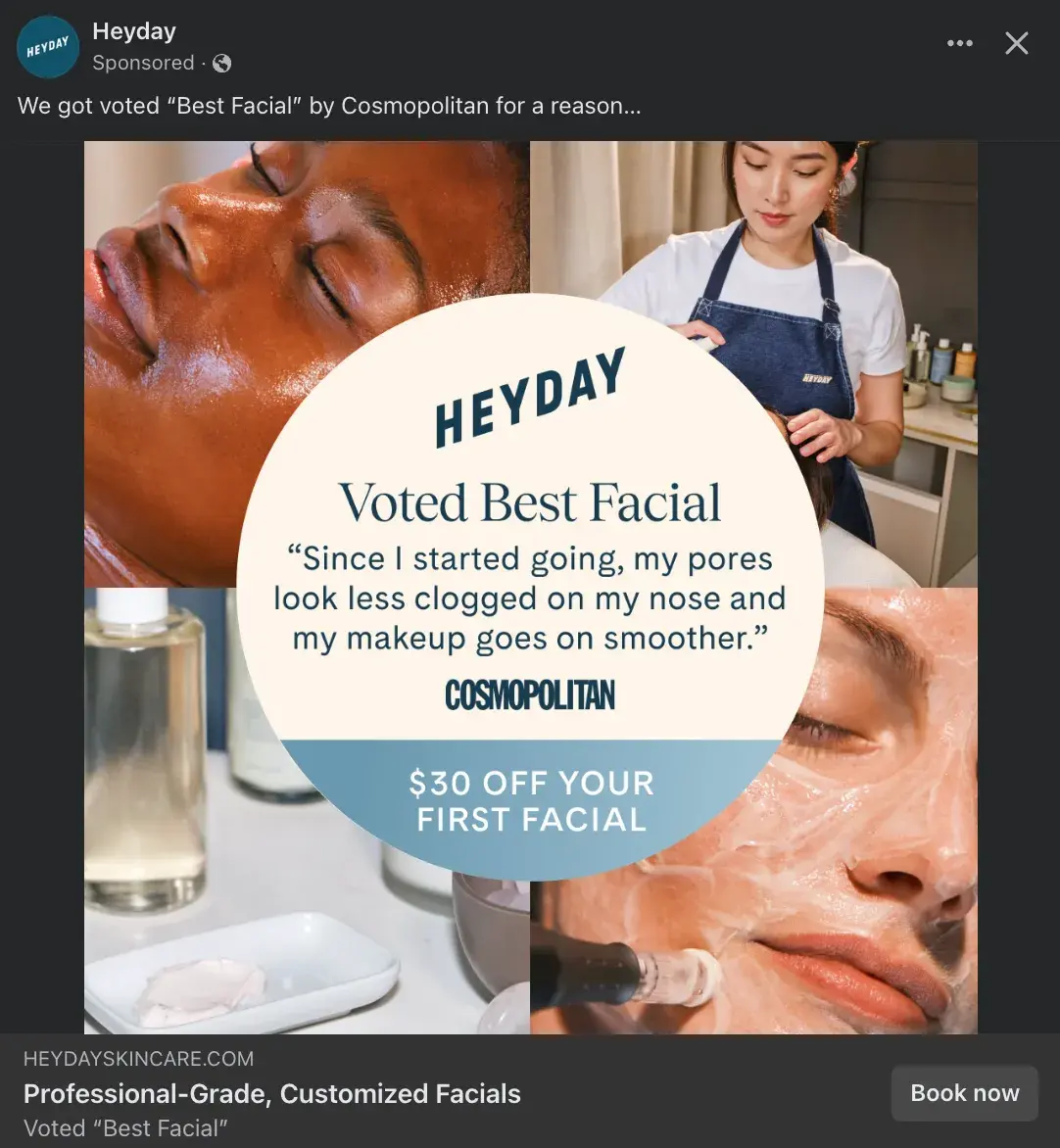 heyday facebook cta example