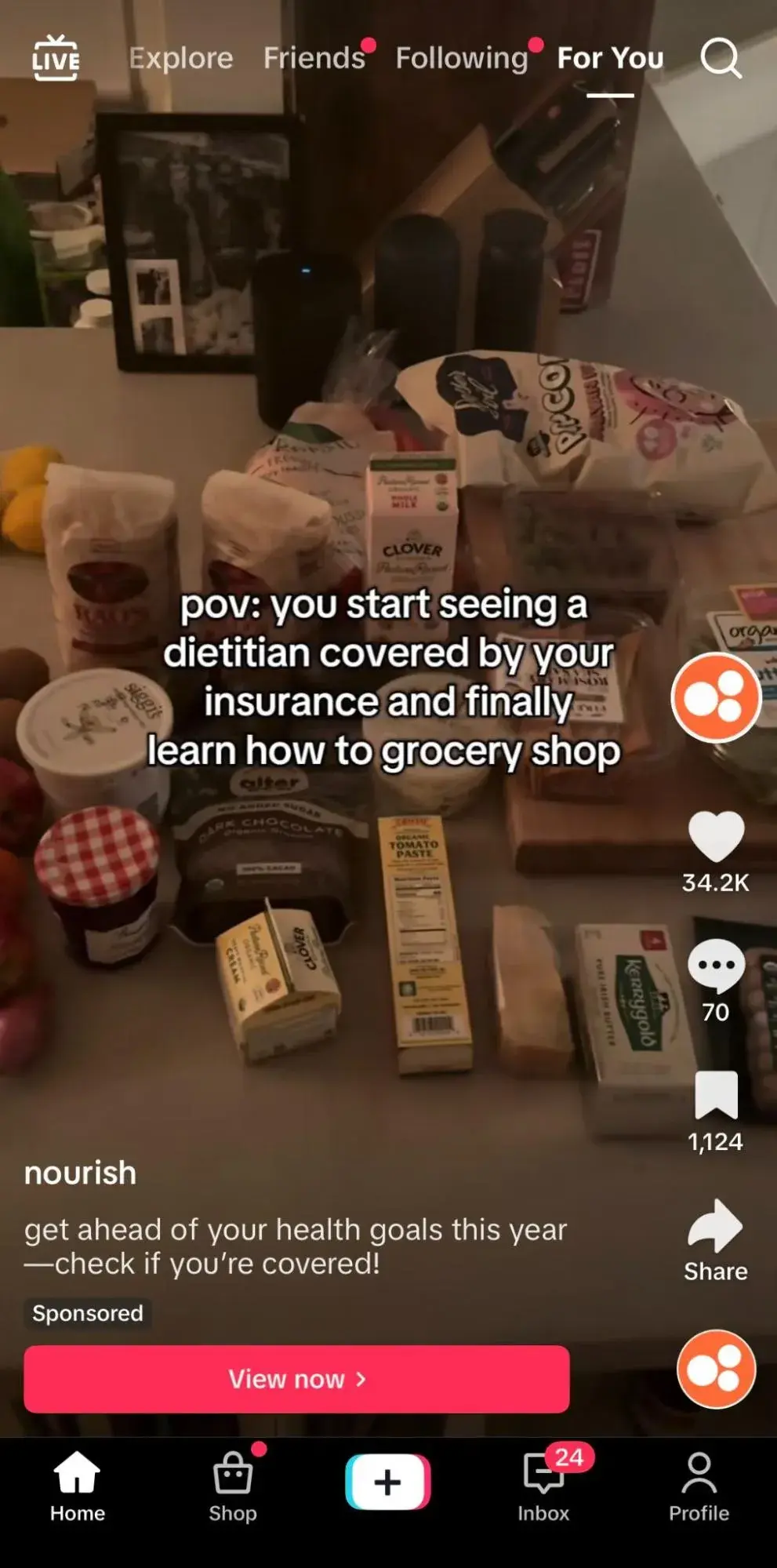 nourish tiktok cta example.