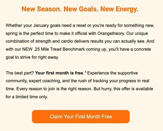 orangetheory email cta example.
