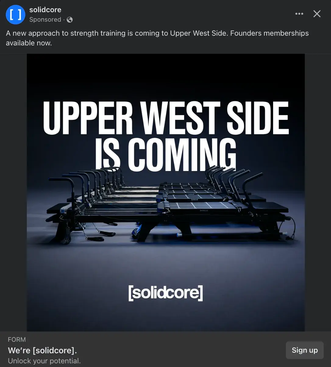 solidcore facebook negative cta example.