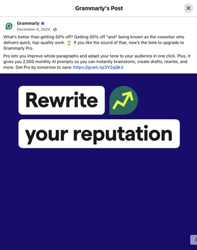 grammarly facebook post