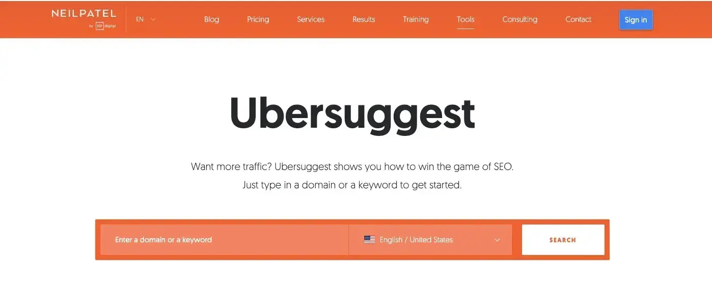 ubersuggest seo research keyword tool